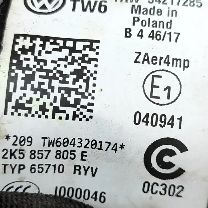 Volkswagen Caddy (2015 - 2020) 2K5857805E Передний ремень безопасности — фото 6