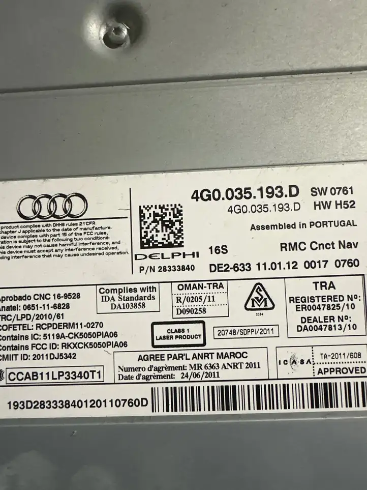 Audi A6 C7 (2011 - 2014) 4G0035193D Навигационный привод CD/DVD — фото 2