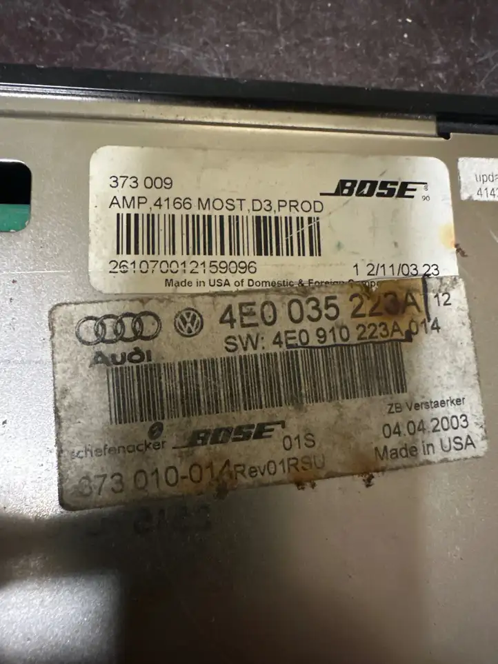 Audi A8 S8 D3 4E (2002 - 2005) 4E0035223A Усилитель звука — фото 5