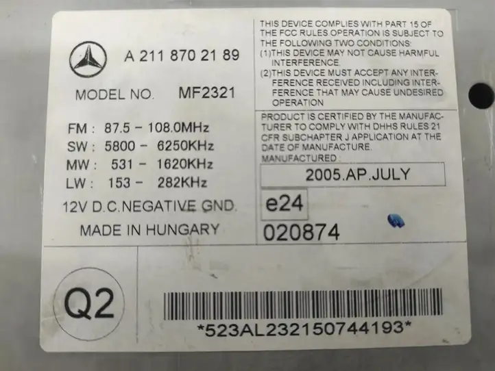Mercedes-Benz E W211 (2002 - 2009) A2118702189 Магнитола / мультимедийная система — фото 6