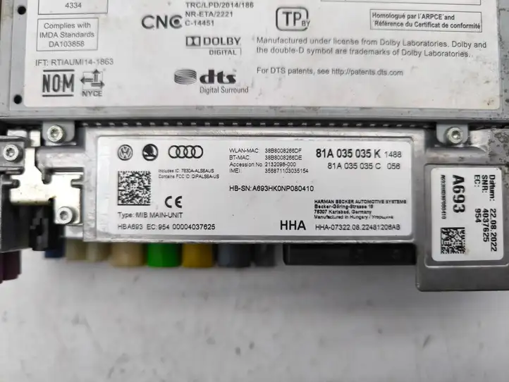 Audi Q2 - (2016 - ) 81A035035K Магнитола / мультимедийная система — фото 2