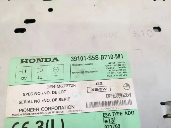 Honda Civic (2001 - 2005) 39101s5sb710m1 Магнитола / мультимедийная система — фото 3