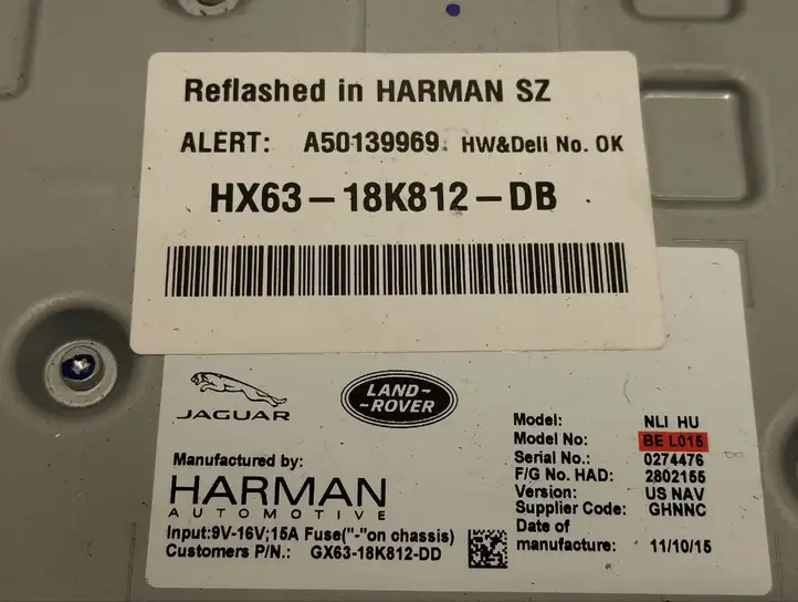 Jaguar XE (2014 - 2019) HX6318K812DB Магнитола / мультимедийная система — фото 2