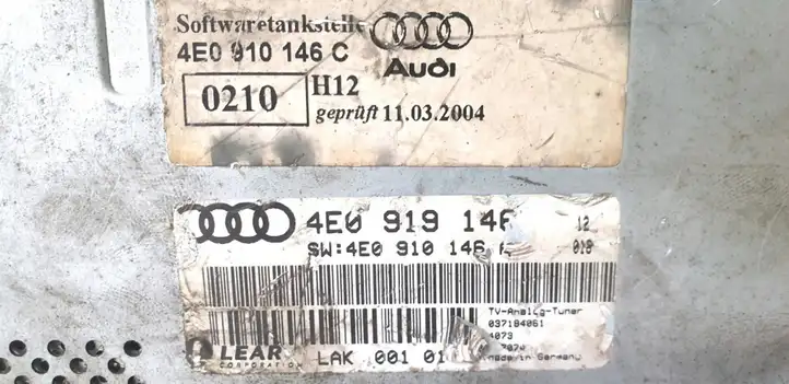 Audi A8 S8 D3 4E (2005 - 2007) 4E0910146C Магнитола / мультимедийная система — фото 2