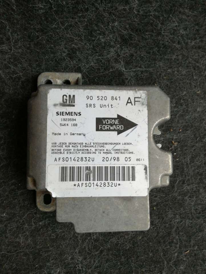 90520841AF Opel Astra G Oro pagalvių valdymo blokas