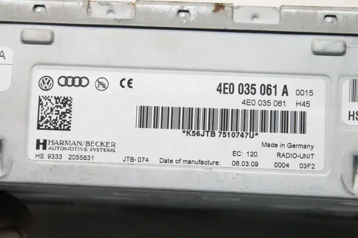 Audi A8 S8 D3 4E (2007 - 2010) 4E0035061A Магнитола / мультимедийная система — фото 8