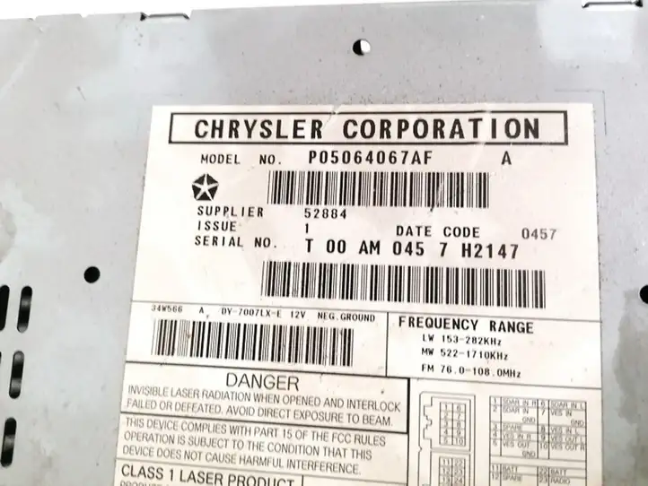 Chrysler 300 - 300C (2005 - 2011) P05064067AF Магнитола / мультимедийная система — фото 3