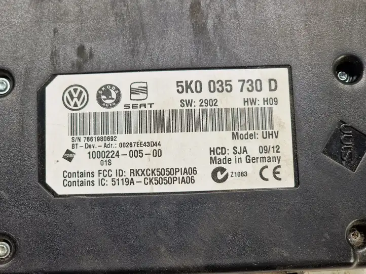 Volkswagen Golf VI (2009 - 2013) 5K0035730D Bluetooth модуль — фото 3