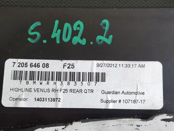 BMW X3 F25 (2010 - 2017) 7205646 Заднее боковое стекло — фото 4