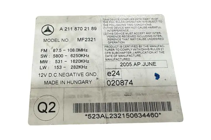 Mercedes-Benz E W211 (2002 - 2009) A2118702189 Магнитола / мультимедийная система — фото 7