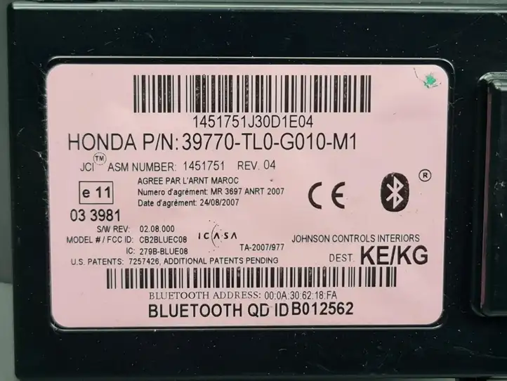 Honda Accord (2008 - 2016) 39770TL0G010M1 Кронштейн блока Bluetooth — фото 3