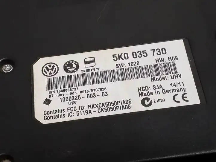 Skoda Yeti (5L) (2009 - 2012) 5K0035730 Bluetooth модуль — фото 3