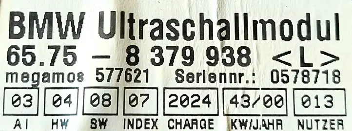 BMW 5 E39 (1996 - 2003) 0578718 Ультразвуковой датчик — фото 3