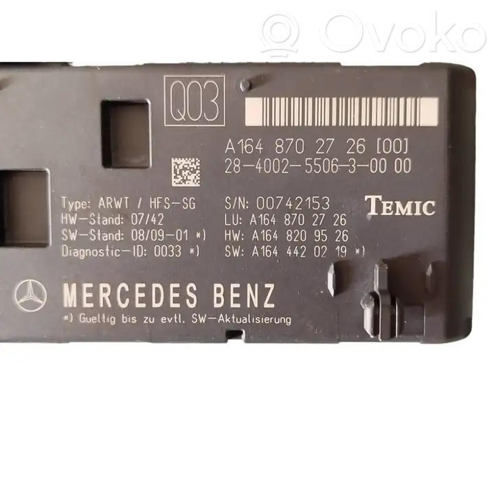 Mercedes-Benz ML W164 (2005 - 2011) A1648702726 Блок управления крышкой багажника — фото 5