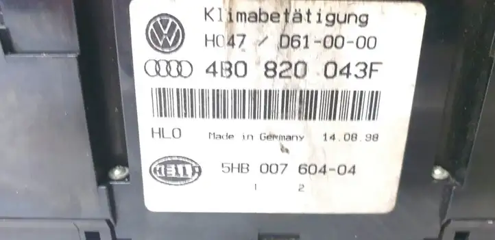 Audi A6 S6 C5 4B (1997 - 2001) 4B0820043F Блок управления кондиционером — фото 3