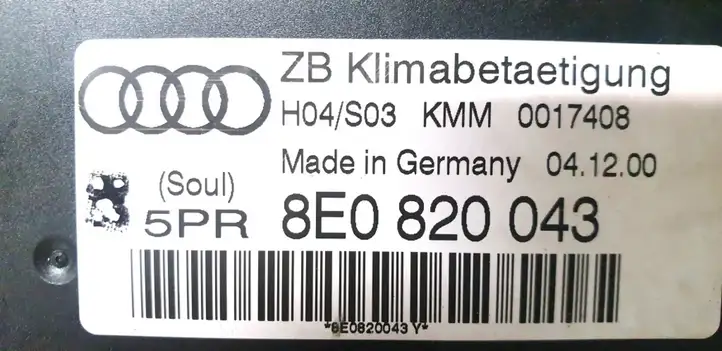 Audi A4 S4 B6 8E 8H (2000 - 2006) 8E0820043 Блок управления кондиционером — фото 2