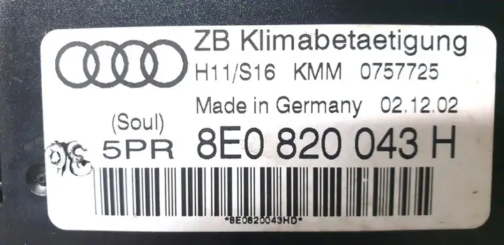 Audi A4 S4 B6 8E 8H (2000 - 2006) 8E0820043H Блок управления кондиционером — фото 3