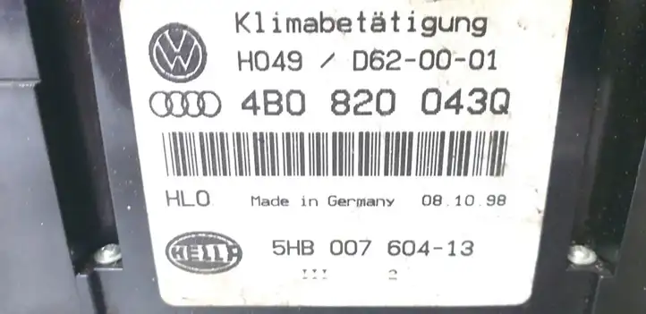 Audi A6 S6 C5 4B (1997 - 2001) 4B0820043Q Блок управления кондиционером — фото 2