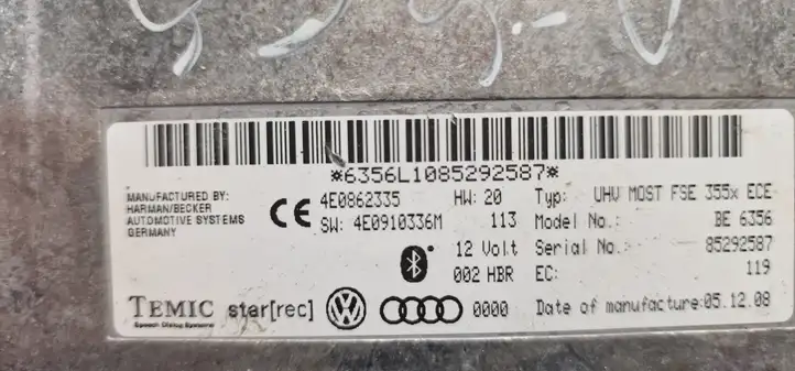 Audi A6 S6 C6 4F (2004 - 2008) 4E0862335 Bluetooth модуль — фото 3