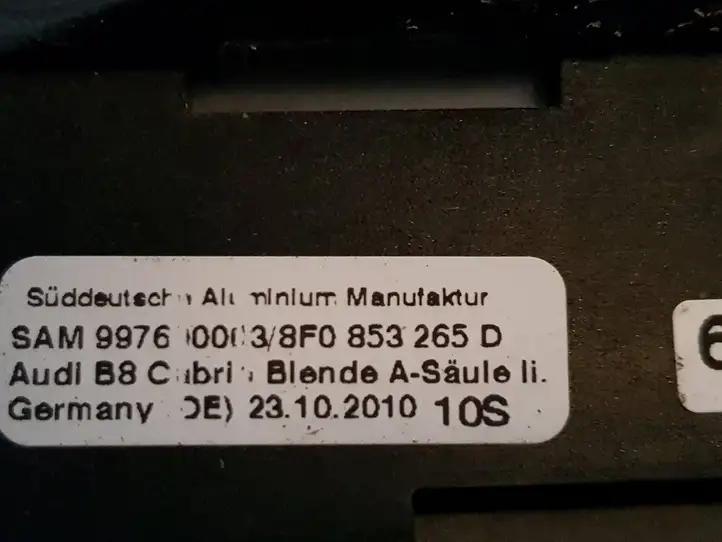 Audi A5 8T 8F (2007 - 2011) 8F0853265D Накладка стоек лобового стекла — фото 2