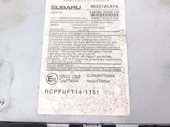Subaru Outback (BS) (2014 - 2019) 86201AL87A Магнитола / мультимедийная система — фото 3