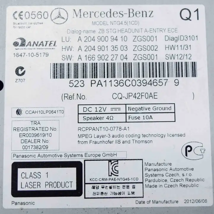 Mercedes-Benz C W204 (2007 - 2014) A2049013503 Магнитола / мультимедийная система — фото 2