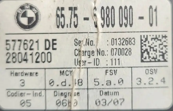 BMW 5 E60 E61 (2004 - 2010) 0132683 Прочие блоки управления — фото 6