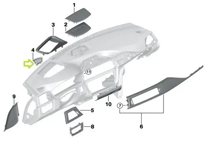 BMW 3 F30 F35 F31 (2012 - 2018) 9218519 Воздушная решетка панели — фото 2