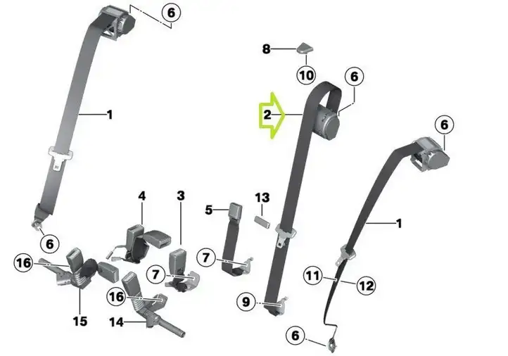 BMW 3 F30 F35 F31 (2012 - 2018) 7310229 Центральный ремень безопасности — фото 4