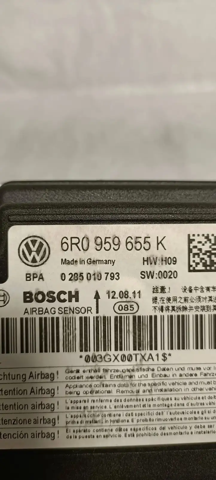 Skoda Roomster (5J) (2010 - 2015) 6R0959655K Блок управления SRS — фото 2