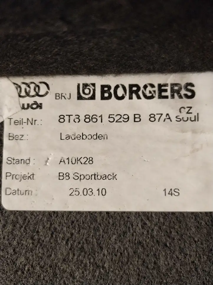 Audi A5 8T 8F (2007 - 2011) 8T8861529 Коврик багажника — фото 4