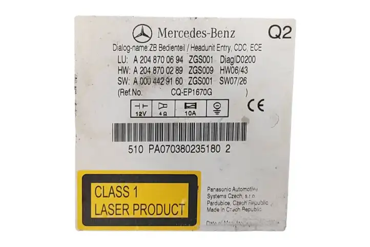 Mercedes-Benz C W204 (2007 - 2014) A2048700694 Магнитола / мультимедийная система — фото 7