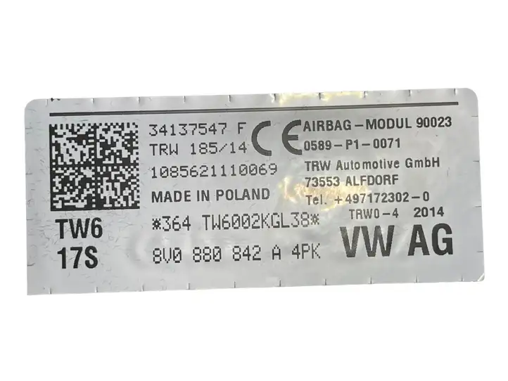 Audi A3/S3 8V (2012 - 2016) 8V0880842A Коленная подушка безопасности — фото 7
