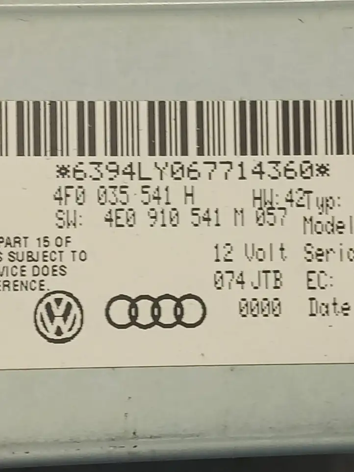 Audi A6 S6 C6 4F (2004 - 2008) 4F0035541H Прочие блоки управления — фото 2