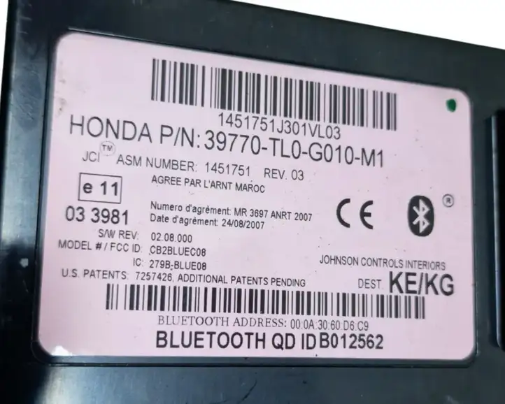 Honda Accord (2008 - 2016) 39770TL0G010M1 Bluetooth модуль — фото 3