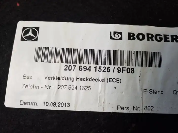 Mercedes-Benz E C207 W207 (2009 - 2017) A2076941525 Обшивка багажника — фото 2
