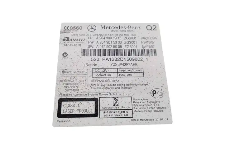 Mercedes-Benz C W204 (2007 - 2014) A2049001913 Магнитола / мультимедийная система — фото 4