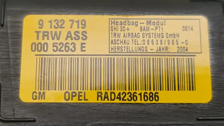 Opel Zafira B (2003 - 2006) 9132719 Боковая подушка безопасности шторка — фото 4