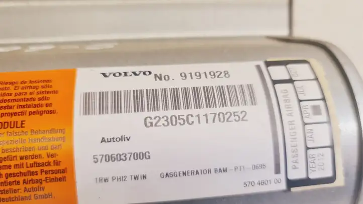Volvo S60 (2000 - 2004) 9191928 Подушка безопасности пассажира — фото 3