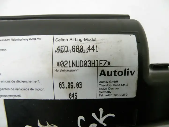 Audi A8 S8 D3 4E (2002 - 2005) 4E0880441 Подушка безопасности сиденья — фото 5