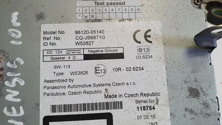 Toyota Avensis T270 (2009 - 2012) 8612005140 Магнитола / мультимедийная система — фото 8