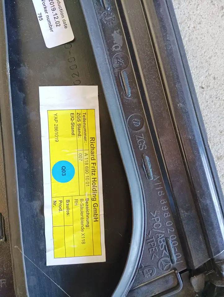 Mercedes-Benz CLA C118,X118 (2019 - ) A1186901001 Верхняя обшивка стойки B — фото 2