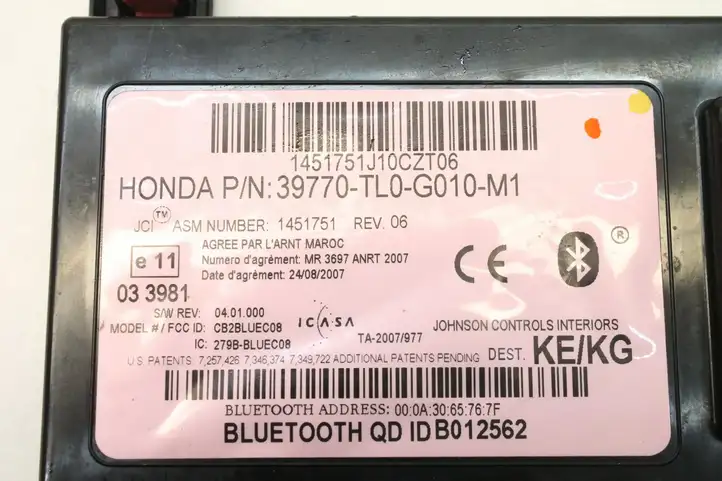 Honda Accord (2008 - 2016) 39770TL0G010M1 Bluetooth модуль — фото 4