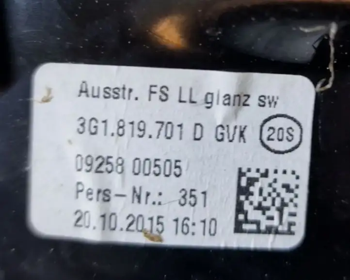 Volkswagen PASSAT B8 (2015 - ) 3G1819701 Боковой воздушный дефлектор — фото 8