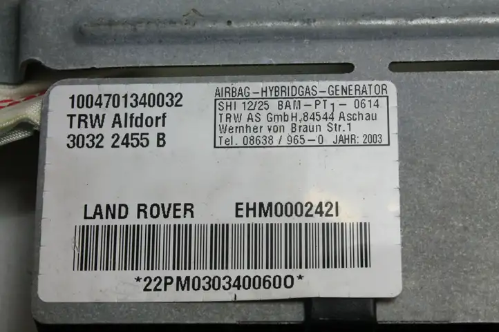 Land Rover Range Rover L322 (2002 - 2005) EHM000242L Боковая подушка безопасности шторка — фото 6