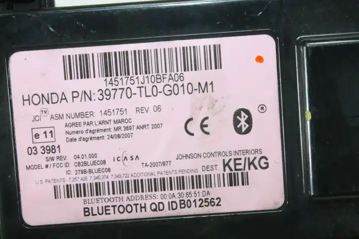 Honda Accord (2008 - 2016) 39770TL0G010M1 Bluetooth модуль — фото 3