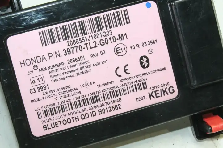 Honda Accord (2008 - 2016) 39770TL2G010M1 Bluetooth модуль — фото 2