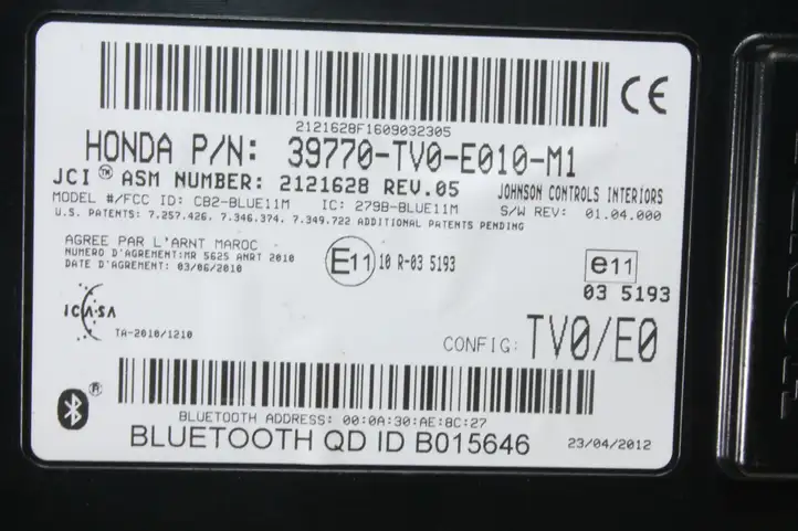 Honda Civic IX (2011 - 2017) 39770TV0E010M1 Bluetooth модуль — фото 3