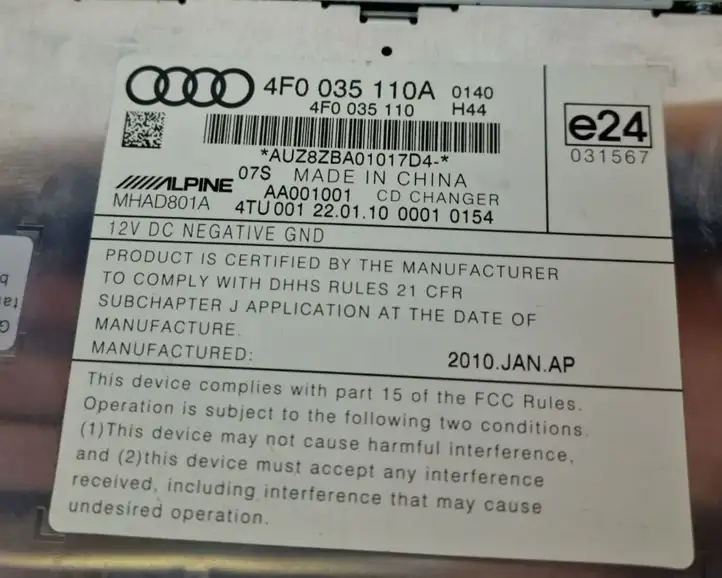Audi A6 S6 C6 4F (2008 - 2011) 4F0035110A CD/DVD чейнджер — фото 2