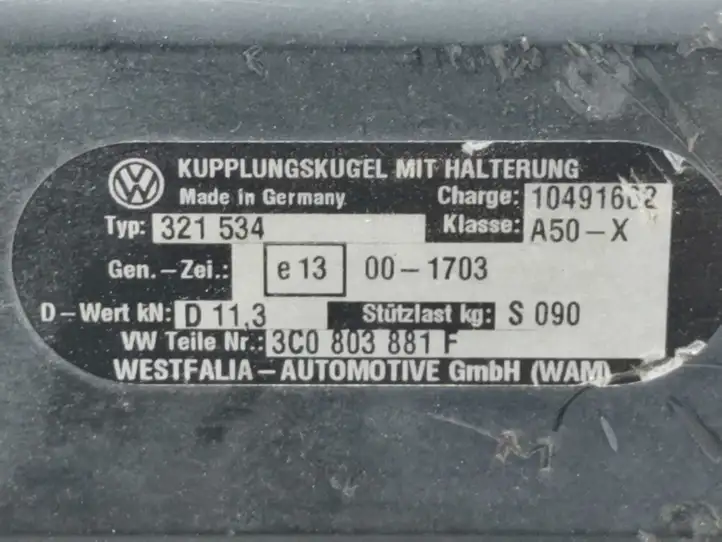 Volkswagen PASSAT B6 (2005 - 2010) 3C0803881F Комплект буксировочного крюка — фото 11